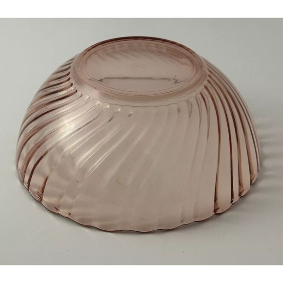 Vintage Arcoroc Rosaline Pink Swirl Glass Scalloped Serving Bowl 9"‎ France - Picture 3 of 4
